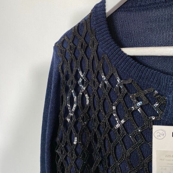 NEW Intropia Blue Cardigan with Black Sequin Overlay - Picture 4 of 7